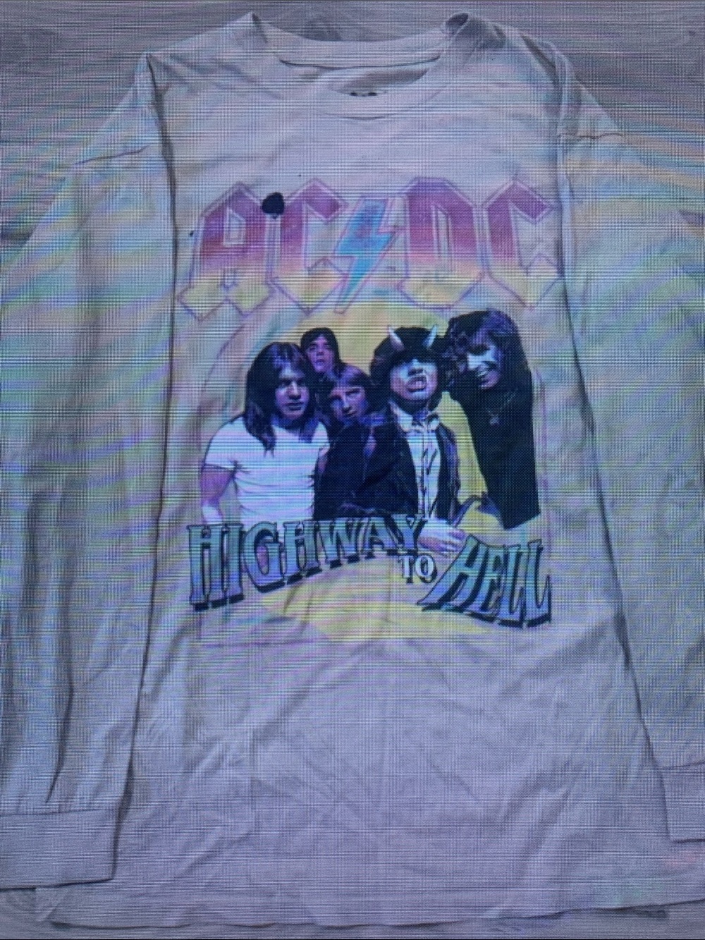 AC/DC White Kids Long Sleeve Tee with Multicolor 'Highway to Hell' Graphic